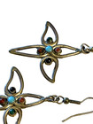 Vintage Sterling Silver Turquoise Multi Stone Signed Fy Dangle Earrings 925