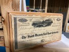 1889 South Western Railroad Railway Stock Certificate On A Wooden Base