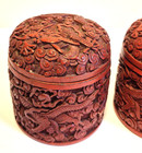 Two 19th Century Antique Chinese Cinnabar Tea Caddy Boxes - Five Clawed Dragons