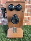       antique Kellogg Wood Hand Crank Wall Mounted Phone      w  Dial Upgrade      untested