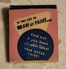 Vtg Art Instruction Talent Test Matchbook 1950s Minneapolis Diamond Match Art 