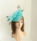 New Church Derby Wedding Sinamay Fascinator Cocktail W Headband Turquoise