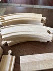 Vintage Brio Wooden Train Set Lot Of 10 Magnetic Cars  Track  Buildings Thomas
