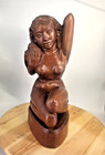 Vintage Thai Hand Carved Wood Nude Sculpture  Padauk narra  15  Mcm 1960s