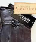 Ladies Gloves Size Ml Genuine Leather Black Thinsulate Lined Driving Winter Bow