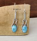 Oval Larimar Earring 925 Sterling Silver Earrings For Women Gemstone Dangle Mo  