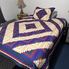 Vintage Arch Quilt  83x83 Barn Raising Log Cabin Handstitched Multi Color Queen