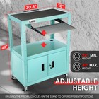 Light Blue 22 -42  Height Adjustable 2-layer Media Rolling Av Cart W power Strip