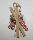 Snow Skis   Poles Christmas Tree Ornament Decor Hand Crafted   Painted Winter 6 