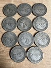 Lot Of 11 1935 Nicaragua 10 Centavos Silver  80 250k Mintage Rare Condition