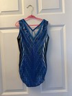 Gk Elite Malibu Waterfall Gymnastics Leotard Blue Black Girls Child Large Cl