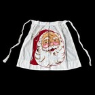 Vintage Christmas Apron 1950s Cotton Santa Claus Kitschy Applique Red White