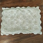 Vintage 2 Crochet Lace Beige Pillow Sham Cotton Cottagecore Shabby Chic Bohemian