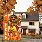 Thanksgiving Garden Flag 12x18 Inch Turkey Chestnuts Pumpkin Pattern