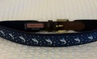 Vineyard Vines Kids Brown Leather   Blue Marlin Canvas Leather Belt   Size 24