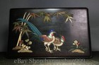 10 4  Old Chinese Sandalwood Inlay Shell Flower Bird Magpie Bamboo Jewelry Box