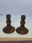 Pair Of Vintage Wooden Candle Holders  5 h  X 4 w  Lathe Turned Great Condition
