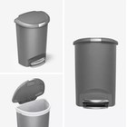 Simplehuman 50l Semi Round Plastic Step Trash Can  Gray