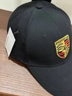 Genuine Porsche Crest Black Baseball Cap Adjustable Unisex Hat Nwt Motorsport