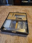 Vintage Mens Travel Grooming Kit Vanity Case Set In Leather Brown Case Rare H4