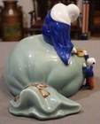 Antique Asian Japanese Fukagawa Arita Porcelain Buddhist Hotei Figurine  showa 