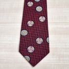Dominique France Paris Vintage Medallion Mosaic Burgundy Silk Tie Made In France