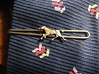 Greyhound Dog Racing Vintage 1940 s Tie Clip - Silver   Red Canine Race Track
