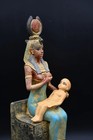 Ancient Egyptian Antiquities Statue Of Goddess Isis Breastfeeding Horus Vintage