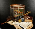 Vintage Framed Still Life Oil On Canvas  the Civil War Drum  After John Duillo