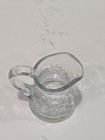 Vintage Clear Etched Floral Glass Creamer Pitcher 8 Oz Handle Spout 3 5 In