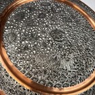 Vintage Persian Pierced Openwork Tinned Copper Wall Charger Deer Bird Floral 19   