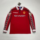 98 99 Man United Home Retro Jersey Beckham  7 Long Sleeve Vintage Retro Iconic