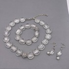Clear Glass Beaded Rhinestone Necklace Bracelet And Earrings Set