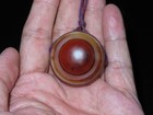 Nepal Tibet Buddhist Round Flat Shaped Sky Eye Banded Agate Pendant Bead  s11 