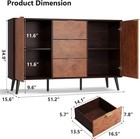 51  Buffet Cabinet 3 Drawers Open Shelves Walnut Wood Sideboard Storage Credenza