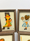 Vtg 70 s Framed Crewel Little Girls Needlepoint Wall Art Frame 8x6 Set Of 9 Read