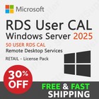 Windows Server 2025 Rds  remote Desktop Services  50 User Cal - Full Brand New