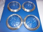 Mid Century Modern Amston Vintage Sterling Silver   Glass Drink Coaster Set Of 4