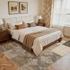 Modern Geometric Patchwork Area Rug 6x9  Washable Brown Color-block Carpet No   