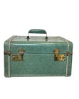 Vintage Antosek Train Hard Case Green Marbled Makeup Luggage Rustic Display Mcm
