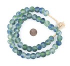 Blue  Green  White Recycled Glass Beads 14mm Ghana African Sea Glass Multicolor