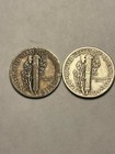 Lot Of 2 Mercury Dimes 1936 1941 Us 10c Toned 90  Silver Coins