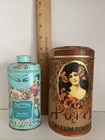 2 Vtg Tins  Avon Perfumed Talc 1977 Anniversary Keepsake   Poppy Tin  empty 