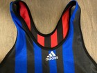 Mens Vintage Adidas Wrestling Singlet Reversible Large Black Red Blue Heavy
