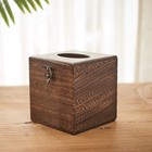 Wood Tissue Box Cover Decorative Square Facial Tissue Holder Napkin For Bathr   