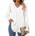 Women s Long Sleeve Tops Dressy Casual V Neck Tunic Shirts Loose Chiffon Blouse