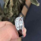 Men s Engagement Wedding Band Ring 3ct Round Moissanite 925 Sterling Silver