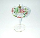 Italy Glass Christmas Tree Ornament Hand Blown Hand Painted Green Wine Glass