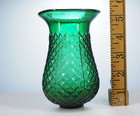 Antique 19th C Victorian Green Quilted Glass Christmas Candle Fairy Light Lamp