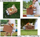 Wicker Picnic Basket Set For 4 Persons Large Willow Hamper Waterproof Blanket